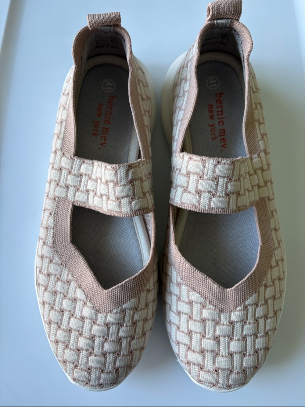 bernie mev. woven slip-on Mary Jane in blush and cream